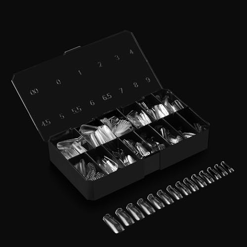 Apr?s Gel-X¢ç Sculpted Square Long Tip Box | 500pc Gel-X Tips, 11 Sizes 00-9, Premium Quality