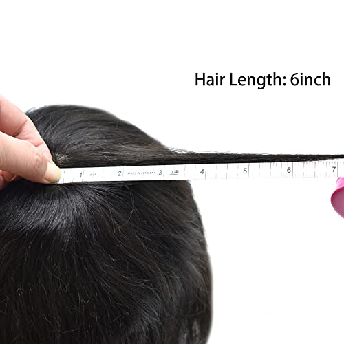 Mens Toupee Hunman Hair Replacement System Transparent Full Poly All Injected Pu 0.10mm Toupee For Men Hairpiece #1 Jet Black-120% Density