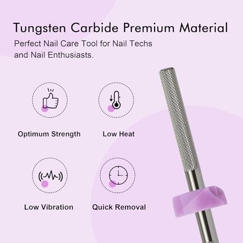 3/32¡±Tungsten Carbide Nail Drill Bit, Buffer Cuticle Remover, Nail Buffer & Prep File, Two-Way Rotation, Fine Grit for Manicure, Pedicure, Home & Salon Use (3XF Grit, Silver)