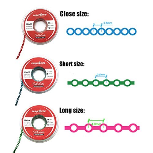 SNAWOP Dental Orthodontic Power Chain Multicolor Spool Elastic Rubber Bands for Teeth Braces (Long, Black)