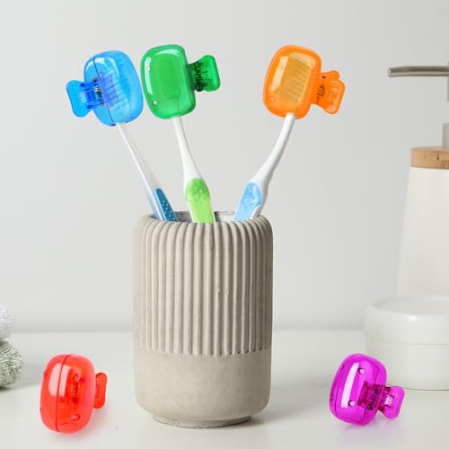 6 Pack Toothbrush Covers Portable Toothbrush Protector Coverings Clips Tooth Brush Storage Head Cover Cap Tooth Brush Covers for Kids Bathroom Home Travel Tooth Brush Case