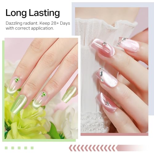 MIZHSE Cat Eye Gel Nail Polish 20 Colors, Ceramic Magnetic Gel Polish Set with Magnet Stick, Trendy Colors Cateye Effect Soak Off Nail Art Salon Home DIY Gift for Women