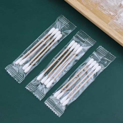 1000 Pack Cotton Swabs, Individually Wrapped Cotton Swab, Individually Wrapped Double Tipped Wooden Sticks for Ear, Make-up(4pcs per Bag, 1000 Bags, Double Round End)