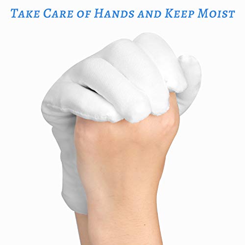 30 Pcs White Cotton Gloves for Dry Hands Moisturizing Eczema Overnight, Men and Women Stretchable Cloth White Gloves for Coin Jewelry Silver Inspection Halloween