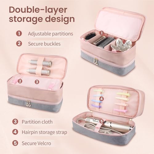 Travel Carrying Case for Shark Flex Style, Double Layer Storage Case for Shark SpeedStyle Hair Dryer Attachments,Portable Storage Organizer Bag for Shark Flexstyle/Dyson Airwrap Styler