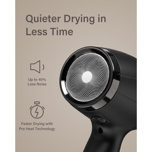 Ionic Hair Dryer with Diffuser, Blow Dryer, Professional 1875W Powerful AC Motor Hairdryer with 8.2Ft Cord for Women & Men, Fast-Drying Blow Dryer with Nozzle for Home, Salon