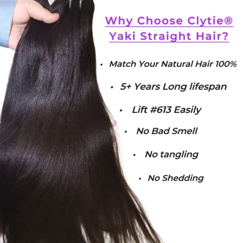 Last 5 Years Raw Light Yaki Relaxed Human Hair 2 Bundles Natural Coarse Yaki Kinky Straight One Donor Virgin Hair Weave For Black Women (12" 14")