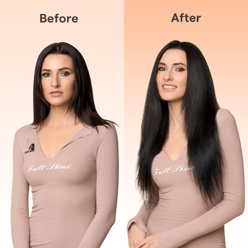 Full Shine Butterfly Weft Hair Extensions Human Hair Color Jet Black Inviisble Double Pu Hole Weft Extensions 22 Inch Long Straight Hair Genius Weft Remy Hair Add Length 100G