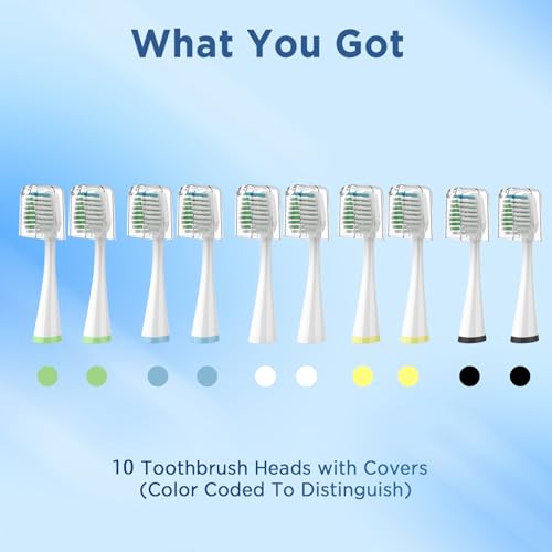 Replacement Toothbrush Heads for Waterpik Complete Care 5.0/9.0 (CC-01/WP-861), with Covers, 10 Count, White