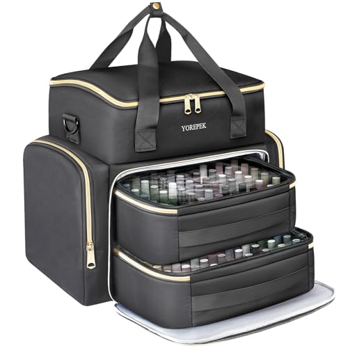 YOREPEK Extra Large Nail Polish Organizer Case Holds 96 to 100+ Bottles (15ml/0.5 fl.oz) UV lamp, Gel Polish Travel Case Bag with 2 Removable Pouches Fits Nail Suppiles, Gift for Manicurist, Girls