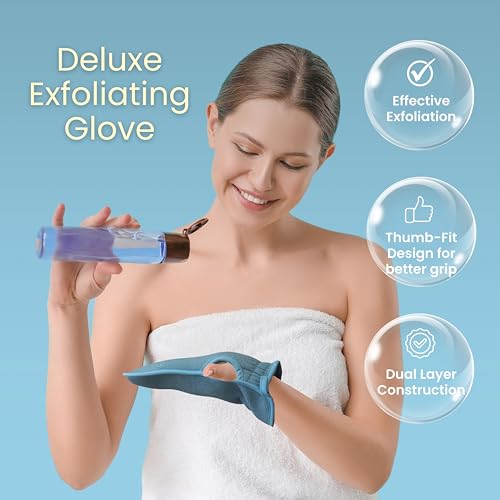 Deluxe Exfoliating Glove for Bath & Shower, Deep Cleansing Body Bath Mitt for Body Scrub, Removes Dead Skin & Improve Skin Glow (Pink - Pack of 1)