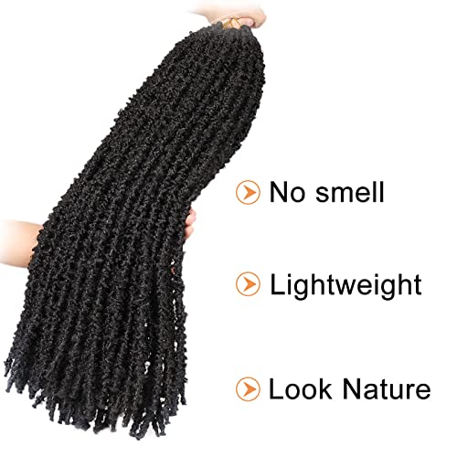 ZRQ 6 Packs Butterfly Locs Crochet Hair 24 Inch Black Distressed Locs Crochet Braids Pre-looped Synthetic Goddess Soft Locs Hair Extensions For Women 1B#