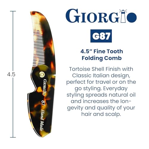 Giorgio G87 4.5 Inch Mustache and Beard Grooming Comb for Men - Handmade, Saw-cut, Hand Polished Pocket Comb for Everyday Hair Styling. 2 Pack Tokyo
