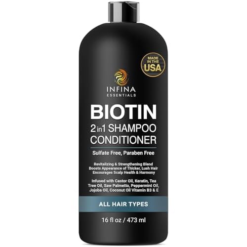 Biotin 2-in-1 Shampoo and Conditioner for Men & Women ? Hair Thickening & Strengthening Shampoo with Saw Palmetto, Keratin, Caffeine & Vitamin E ? Convenient Daily Use ? 16 fl oz