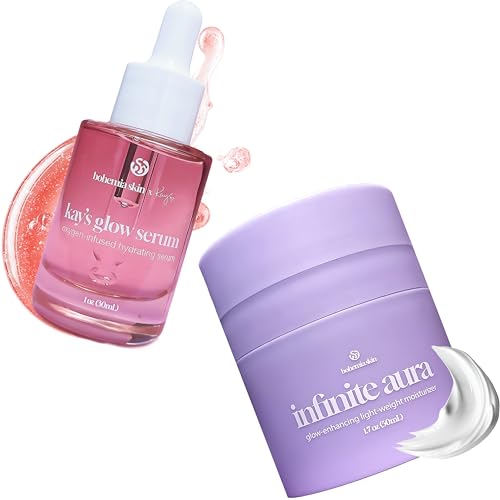 Glow Serum & Infinite Aura Moisturizer Bundle - THD Vitamin C Face Serum + Ceramide & Hyaluronic Barrier Repair Cream with Copper Peptide, 1 fl oz + 1.7 fl oz