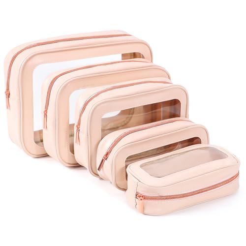 5PCS Clear Toiletry Bag,TSA Approved Travel Makeup Pouch with Zipper for Cosmetics and Toiletries£¬Diaper Bag Organizer Pouch Set£¬Women's Purse Organizer and Clear Car Bag