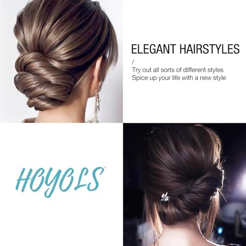 HOYOLS U Shaped Assorted Size Hair Bobby Pins, Metal Bun Clips Hairpin Crimped Design with Ball Tips for Women Girls Grips Hairstyle, 150 Count Bulk Pack (Brown)