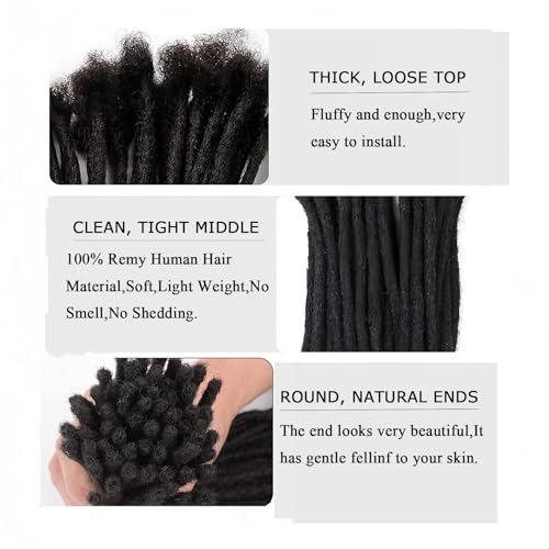 0.6cm Loc Extensions Human Hair 8Inch 50 Strands Dread Extensions Human Hair for Men DreadsNatural Black£¨1b,8inch£©