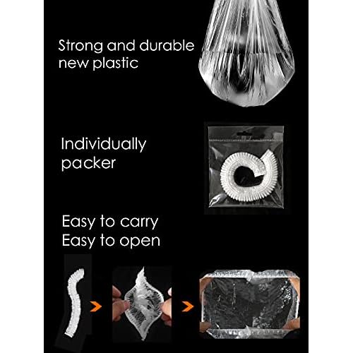 100Pcs XXL Oversized Disposable Plastic Shower Cap for Long Braids, Dreadlocks & Locs - Big Plastic Shower Cap for Black Women's Hair Treatment