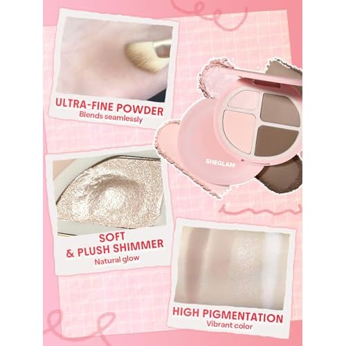 SHEGLAM Hypersculpt Highlight & Contour Palette 4 Shades 2-IN-1 Face Shimmer Highlighter and Matte Contour Bronzer-Warm