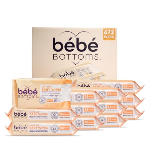 B?b? Bottoms Hypoallergenic Facial Cloth and Baby Wipes - Fragrance & Paraben Free, Sensitive Skin Friendly - Travel Essentials, Baby Essentials - Ideal for On-the-Go Families (672 Count)