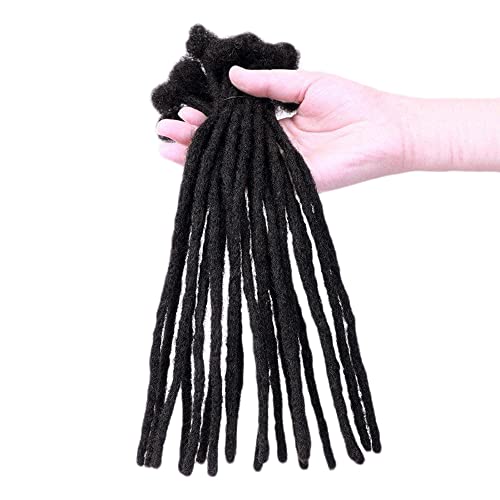 100% Human Hair Dreadlock Extensions for Men/Women, 0.4cm Thickness 8 Inch 100 Strands Full Handmade Can be Dyed and Bleached Permanent Loc Extensions Human Hair Natural Black