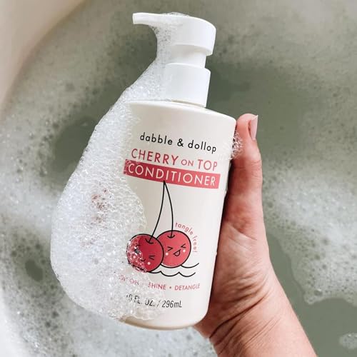 Dabble & Dollop Cherry on Top Conditioner - Natural Shine & Detangler for Kids, Paraben & Sulfate Free, Vegan, Gluten-free, Tear-Free (10oz, Pack of 2)