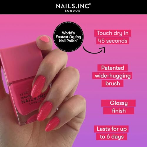 Nails Inc 45 Second Speedy Gloss, Lana, Lilac Shimmer, Metallic, No Chip, Long Lasting, Quick Dry, Air Dry, Professional Manicures & Pedicures, Fingernails & Toenails, Vegan Nail Polish, 0.47 Fl Oz