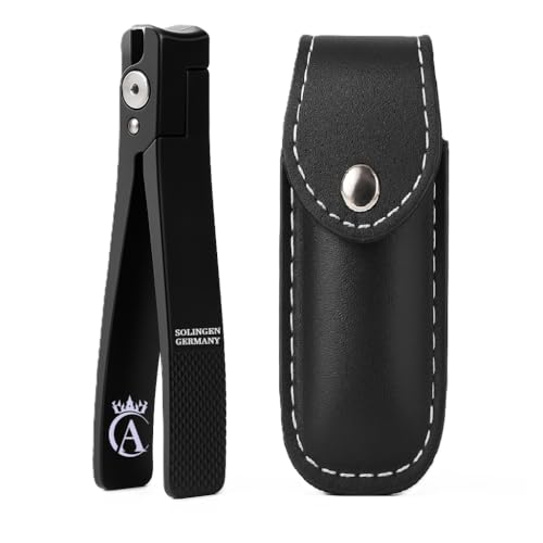 Made in Solingen, Germany - Apexay Professional Nail Clipper ? Surgical Stainless Steel | Travel-Size Manicure & Pedicure Tool in Genuine Leather Case | Ethically Made in Solingen, Germany. (Black)