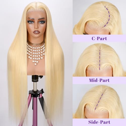 613 13x6 Lace Front Wig Human Hair 200 Density 30 Inch Straight 613 Blonde Wig Human Hair 13x6 200 Density HD Lace Front Wigs Human Hair Blonde Pre Plucked for Women