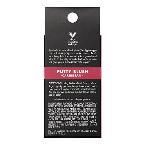 e.l.f. Putty Blush, Creamy & High-Pigment Formula For A Natural Glow, Delivers A Semi-Matte & Powder Finish, Vegan & Cruelty-Free, Caribbean