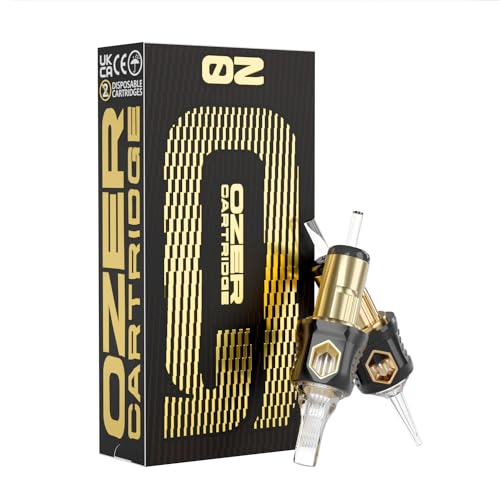 OZER Tattoo Cartridge - #1207RL(0.35mm) 20Pcs Disposable Tattoo Needles with Membrane Safety Cartridges for Tattoo Round Liner
