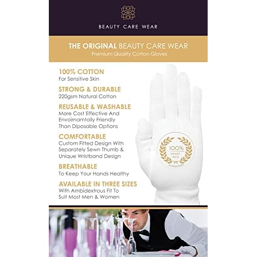 White Gloves Large (10 pair) - Cotton Gloves for Eczema, Cotton Gloves for Dry Hands, White Cotton Gloves for Women, Spa Glove, Lotion Glove, Sleeping Glove