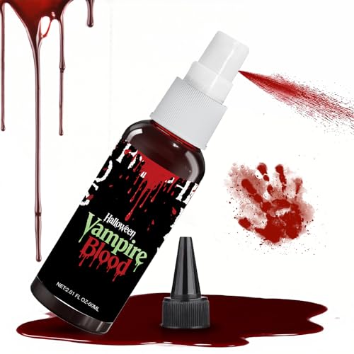 Fake Blood spray,2.01FL.OZ Vampire Blood Makeup,Halloween Fake Blood Spray Eye Blood Drops Body Paint£¬Blood Splatter for Clothes,Halloween Zombie Monster Vampire Blood Costume Cosplay Makeup,1PC