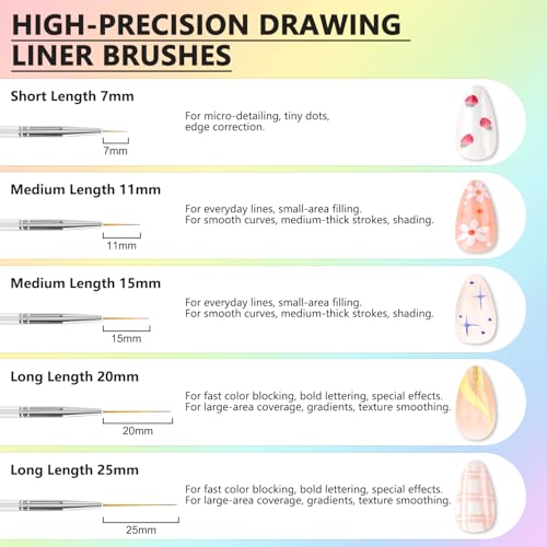 Nail Art Brushes and Dotting Tools, 10pcs Nail Art Design Tool Set, Nail Brushes for Nail Art, French Tip Brush, Liner Brush, Gel Polish & Builder Brush, Manicure Tools for Salon Use & Home DIY