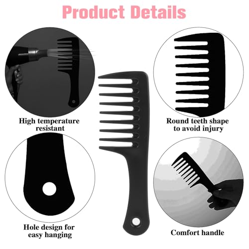 Wide Tooth Comb 2 Pack - Portable Travel Detangling Comb for Curly, Long & Wet Hair