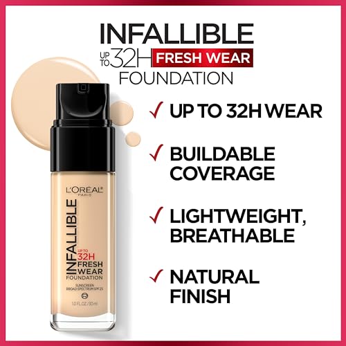 L'Oreal Paris Makeup Infallible Up to 32 Hour Fresh Wear Lightweight Foundation, 420 True Beige, 1 Fl Oz, Packaging May Vary