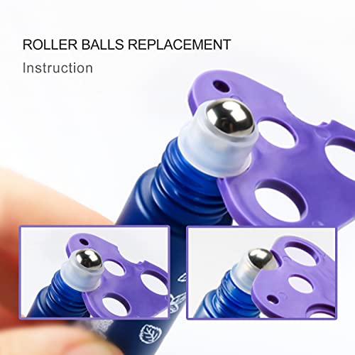 Cositina 20 Pack Essential Oil Roller Bottles, 10ml Glass Roll on With Stainless Steel Balls, Metal Aluminum Lid, Empty Sample Vial - Opener, Dropper Included