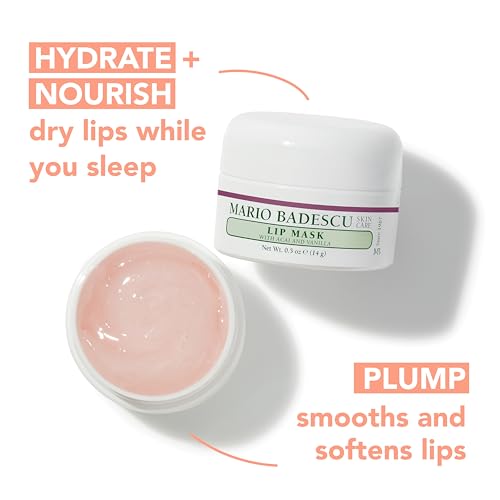Mario Badescu Lip Mask, Overnight Lip Treatment Enriched With Skin Softening Coconut Oil and Hydrating Shea Butter