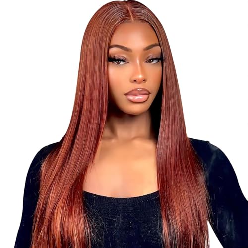 13x4 Straight Reddish Brown Lace Front Wigs Human Hair Glueless Wigs Human Hair Pre Plucked Pre Cut 250% Density Glueless Wig Human Hair Lace Front Wigs for Women 22 Inch