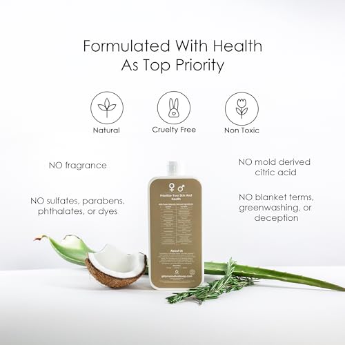 GirlyMan Natural Body Wash - Made with Olive Oil & Aloe Extract, No Artificial Fragrance, PH Balanced, Gentle Formula, Nourishing Ingredients, Family Owned (Unscented)