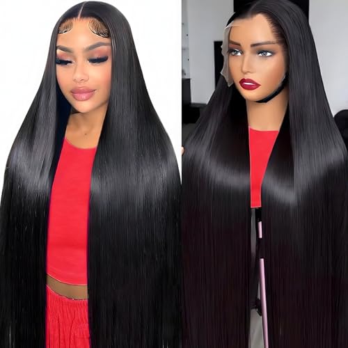 32Inch 13x6 Lace Front Wigs Human Hair 210 Density Straight HD Lace Front Wigs Human Hair Pre Plucked with Baby Hair Glueless Wig Virgin Hair Lace Front Wigs for Women (13X6 Straight Wig, 32Inch)