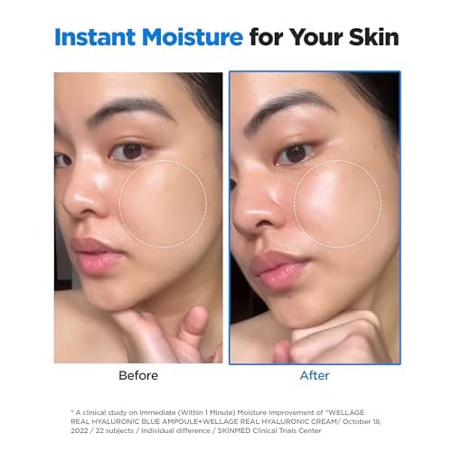 WELLAGE Real Hyaluronic Blue Ampoule 100, Value Review Korean Skincare, Fragrance Free Hyaluronic Acid Serum with Panthenol, Wild yam, Centella, Deep Hydration, Firming, Plumping, Non-Sticky 2 Pack