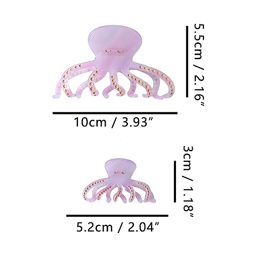 Octopus Claw Clip,Acetate Hair Clips,Small Claw Clips for Women,Pack of 2