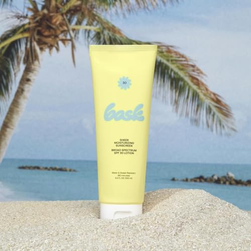 Bask Suncare SPF 30 Sheer Moisturizing Sunscreen Lotion - Broad Spectrum UVA/UVB Protection, Dermatologist Recommended, Hydrating, Lightweight & Fast Absorbing, No White Cast, Travel Size (Pack of 3)