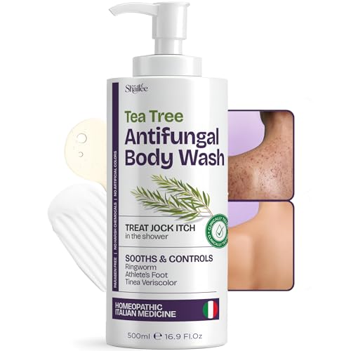 Antifungal Tea Tree Body Wash - Antibacterial Soap for Jock Itch, Eczema, Back Acne, Ringworm Treatment for Humans | Antibacterial Body Soap For Men & Women with 1% Tolnaftate & Tea Tree Oil - 16.9 oz