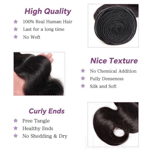 12A Human Hair Bundles With 2X6 Hd Lace Closure (20 22 24+18 Inch) Body Wave Brazilian 100% Human Hair Bundles With Closure
