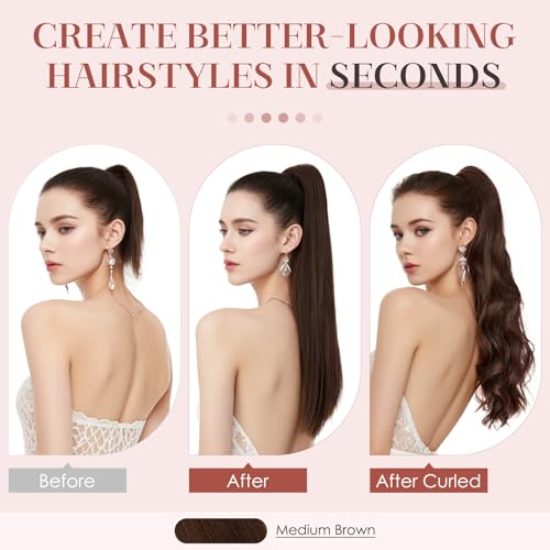 Human Hair Claw Clip Ponytail, Claw Clip Human Hair Ponytail,Effortless Application with Secure Hold,Style in Seconds,Quick Styling Solutions for Busy Lives, 22"/120g Medium Brown