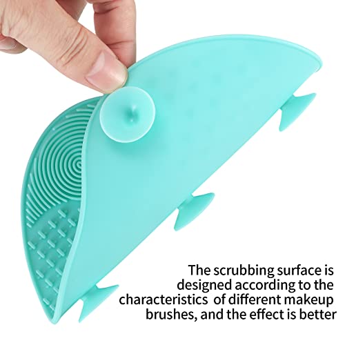 4 Pcs Silicone Make Up Brush Cleaning Mat, Makeup Brush Cleaner Mats, Cosmetic Cleaning Pads, Portable Washing Tool with Suction Cup for Makeup Cosmetic Brushes