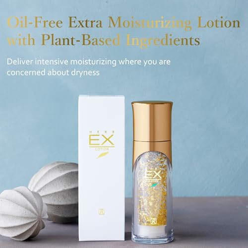 ROYAL HERB EX LOTION Face, Neck and D?collet? Moisturizer with Aloe Vera, Hyaluronic Acid, Yeast Extract and Gold, 1.18 FL OZ / 35ml